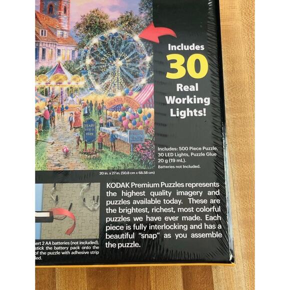 New Kodak Premium Jigsaw Puzzle Beary Patch Park 500pc Lighted Sealed 27x20 Inch - Picture 4 of 4